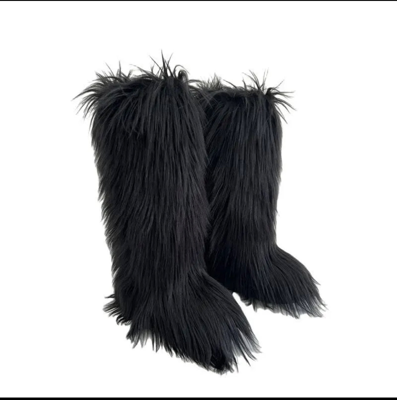Black Furry knee Boots