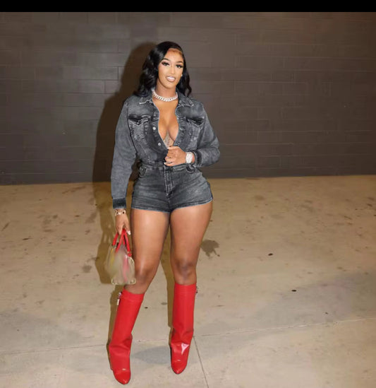 Smokey Slate Denim One-Piece