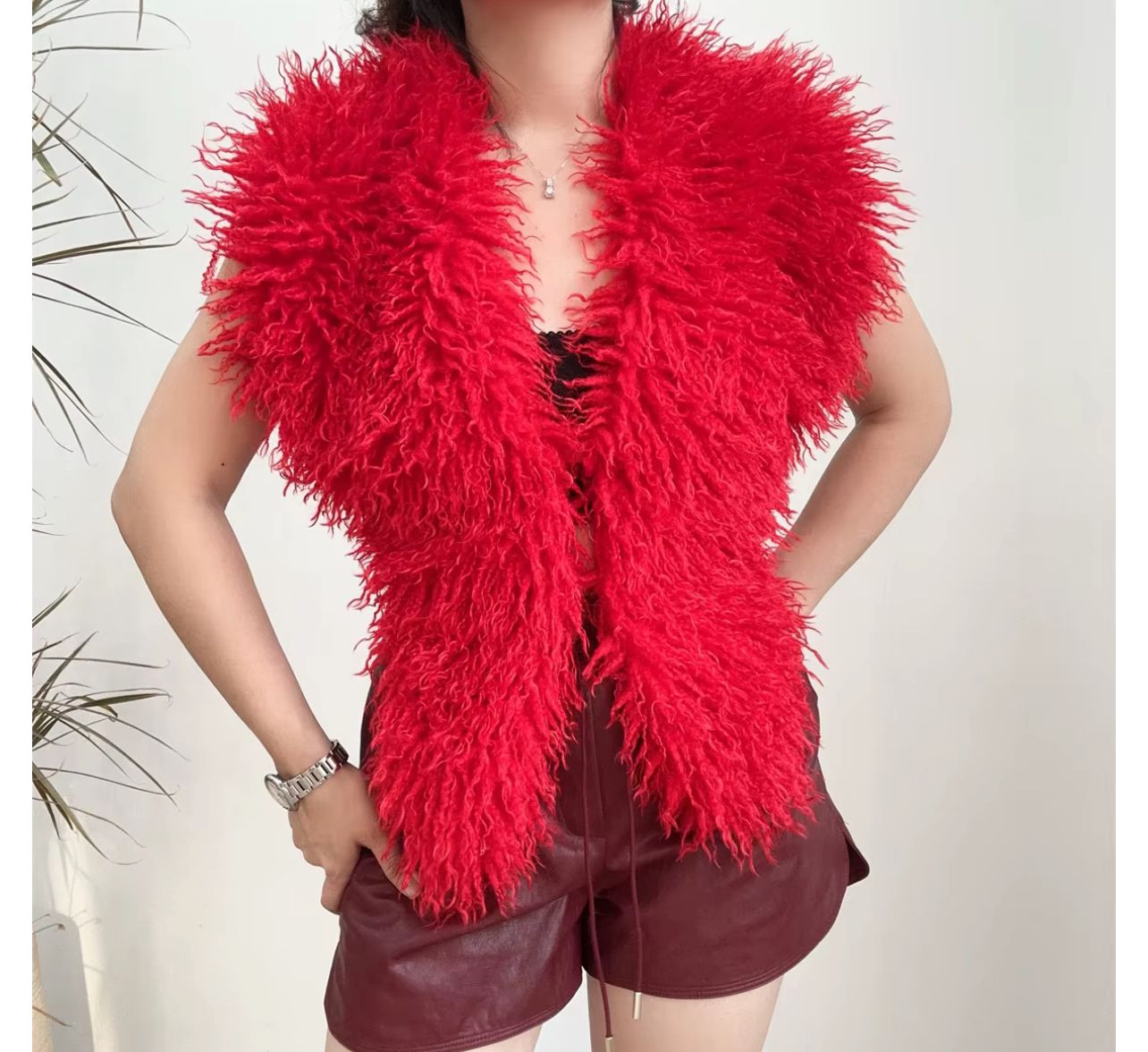 Cherry Plush vest